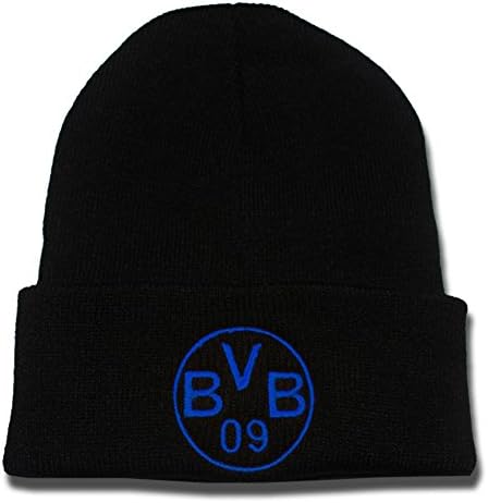 JRICK Borussia Dortmund BVB 09 Logo Beanie Fashion Unisex Embroidery Beanies Skullies Knitted Hats Skull Caps - Black/Blue
