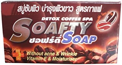 SOAFTY SOAP DETOX COFFEE SPA BRIGHTENING WHITENING HEALTHY SKIN 110G BAR WITH COFFEE, HONEY, BHA, VITAMIN E AND MOISTURIZER