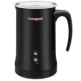 Electric Milk Frother, Homgeek Automatic Milk Frother & Warmer with Hot or Cold Function,300ML Stainless Steel Milk Steamer for Cappuccino, Hot Chocolate, Black …