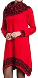 Galsang Womens Loose Irregular Wool Sweater Dress with Shawl Collar#853