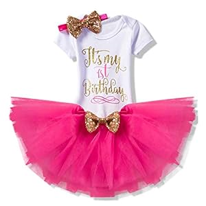TTYAOVO Baby Meisje 1e Verjaardag Prinses Tutu Rok Kleding 3 Stuk Set