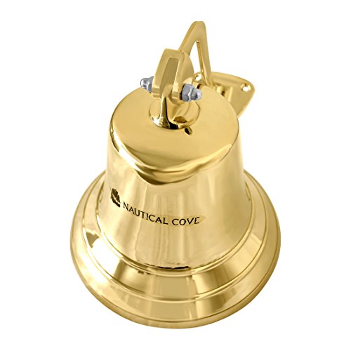 Nautical Cove Solid Brass Ships Bell 8" Tall and Wall Mountable - Clear Ring for Indoor and Outdoor Use - Thumbnail 2