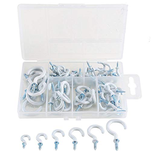 ManYee 70 Pack White Vinyl Coated Cup Hooks Screwin Ceiling Mug Hooks