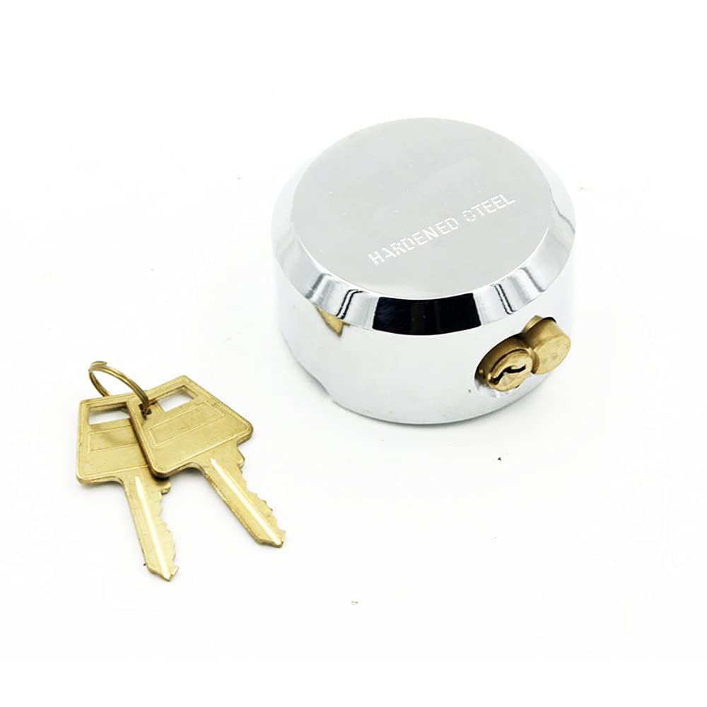 Heavy Duty Van Lock, 73mm Chrome Plated Steel Round Concealed Padlock Replacement with 2 Keys for Gates, Trucks and Vending