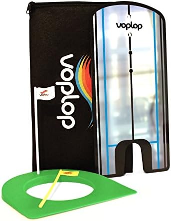 Golf Putting Alignment Mirror by Voplop - BONUS FREE Golf putting cup ($10 Value) - Training Golf Tool - Great Gift Idea (Blue)
