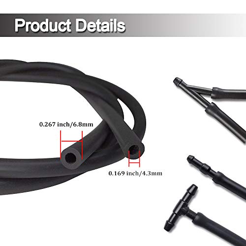 Universal Windshield Washer Nozzle Fluid Hose Kit 2.5 Meters with 6 Pcs Hose Connectors Suitable for Most of Car Washer Fluid Tubing