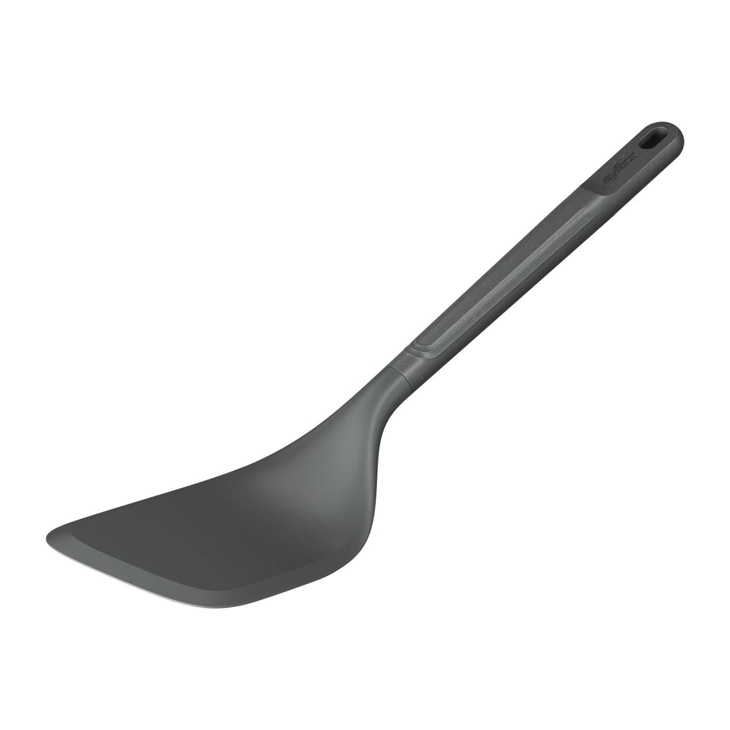 Zyliss Angled Cooking Turner, Sustainable Wheat Straw/Nylon, Kitchen Spatula, Non Stick, Heat Resistant Nylon Head, Beluga Grey, 21cm x 6cm, Dishwasher Safe