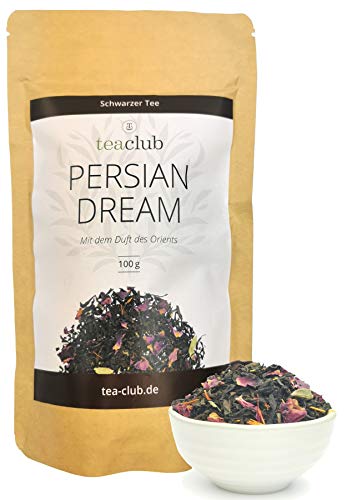 Persian Dream Schwarzer Tee Lose 100g, Persische Schwarztee Mischung mit Kardamom Rosenblüten Saflorblüten, TeaClub Black Tea