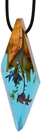 Handmade Wood Resin Flower Worlds Inside Pendent Necklace for Women