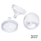 Boon, NURSH Silicone Replacement Nipple, Air-Free Feeding, Stage 1 Slow Flow, Birth and up (Pack of 3)