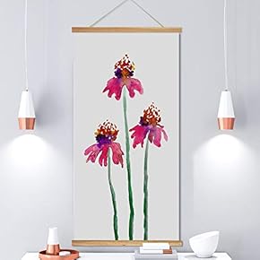 Hanging Poster Wooden Framed Beautiful Flowers Theme Home Wall Canvas Prints Ready to Hang - 18"x36"