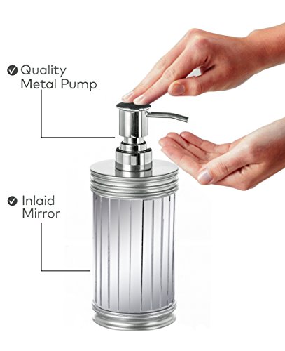 Mirror Baton Bathroom Accessories Set, 4 Piece Bath Ensemble, Bath Set Collection Features Soap Dispenser Pump, Toothbrush Holder, Tumbler, Soap Dish - Silver - Thumbnail 2