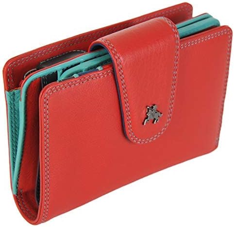 VISCONTI Spectrum Womens RFID Protection Soft Leather Note & Coin Purse in Red Or Black Multi (Red Multi)