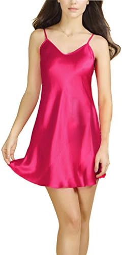 Woman Lingerie V Neck Nightwear Satin Sleepwear Simple Strapes Nightie Size from S to XXXL with a Sleeping mask