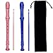 Kasteco 2 Pack German Style 8 Hole-3 Piece Descant Soprano Recorders with Cleaning Rod, Black Storage Bag, ABS Material, 2 Colors, Blue and Pink