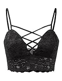 Fifth Parallel Threads FPT Strappy Lace Front Pullover Bralette Black L