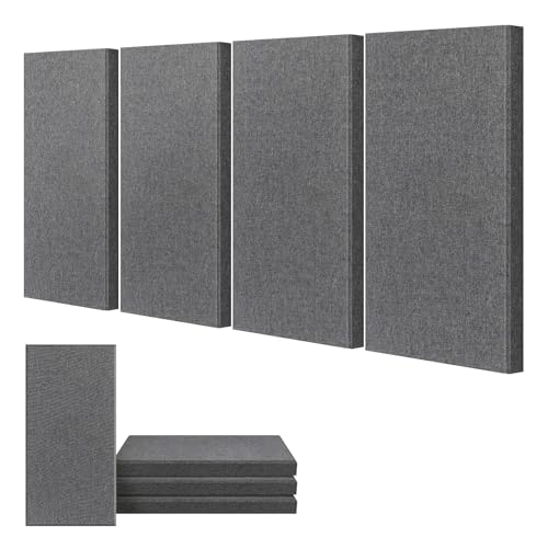 CLOCELL 4 PCS Acoustic Panels, 2“ Thick 23.6" x 11.8" Fiberglass Sound Proof Wall Panels, Soundproof Wall Panels Exquisite Sound Panels, Self-Adhesive Acoustic Panels for Studios Office Home Theater