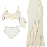 IBAKOM One Piece Swimsuit with Cover Ups Women Push Up Two Pieces Bathing Suit Sexy Bikini Set Wrap Skirt Swimwear Sarong