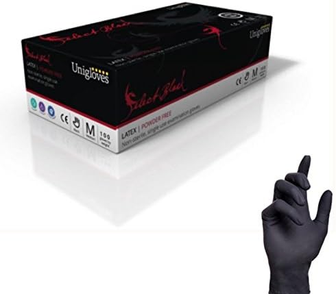 Unigloves Select Strong Black LATEX Disposable Tattooist Mechanic Gloves