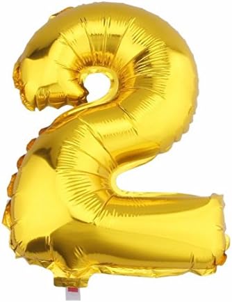 Aerfas 40 Inch Letter Balloons, Gold A-Z Letter And 0-9 Number Aluminum Foil Balloons For Party Decoration Supplies,Can Be Float With Helium, (Number 2)