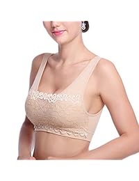 Sujetador deportivo de encaje para dama, sin costuras, cómodo