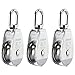 DasMarine 3 Pack Single Pulley Block in 304 Stainless Steel Crane Swivel Hook Single Pulley Roller Loading (M50)