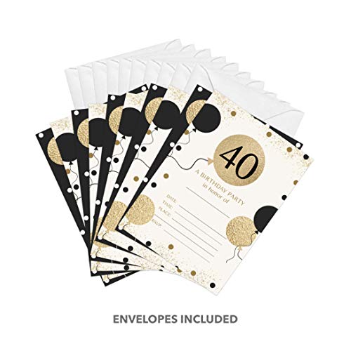 40th-Birthday-Style-1-Happy-Birthday-Invitations-Invite-Cards-10-Count-With-Envelopes-Boys-Girls-Kids-Party-10ct