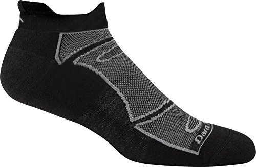 Darn Tough Merino Wool Run/Bike No Show Light Cushion Sock - Men's Black/Gray 2X-Large