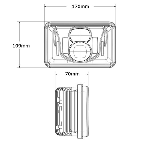 (4 PCS) DOT approved 60W 4x6 inch LED Headlights Rectangular Replacement H4651 H4652 H4656 H4666 H6545 for Peterbil Kenworth Freightinger Ford Probe Chevrolet Oldsmobile Cutlass -Black
