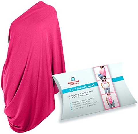 Family First Breastfeeding Cover | Infinity Nursing Scarf for Breast Feeding | Multi-Use - Baby Car Seat , Stroller , High Chair , Shopping Cart Cover - Pink