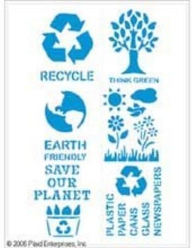 Kids Activity Project Stencils 8"X10" 6/Pkg - Recycle