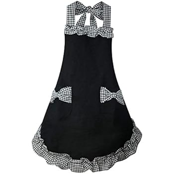 Rbenxia Women's Apron with Pockets Adjustable Bib Apron with Pockets Extra Long Ties Women Kitchen Apron for Cooking, Crafting, Gardening, Kitchen Women's Cake Apron With Pocket Black