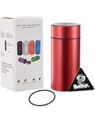 Honeypuff Herb Stash Jar Smell Proof Plus Seal Ring, Airtight Aluminum Container Water Proof (Red)