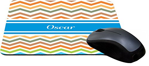 Rikki Knight "Oscar" Blue Chevron Name Design Lightning Series Gaming Mouse Pad…