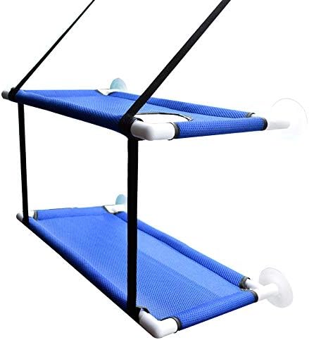 Double Stack Pet Window Perch Cat window perch Cat window bed Cat Window Perch Window Seat for Multi Cats with Durable Suction Cups Space Saving Cat Hammock Pet Resting Seat Safety Cat Shelves