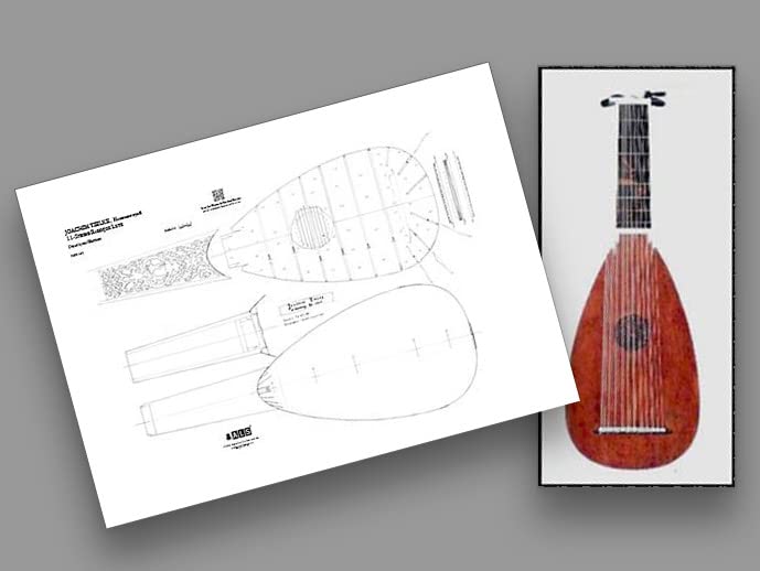 ALS Plan of a Joachim Tielke 11-Course Renaissance Lute - Full Scale Print