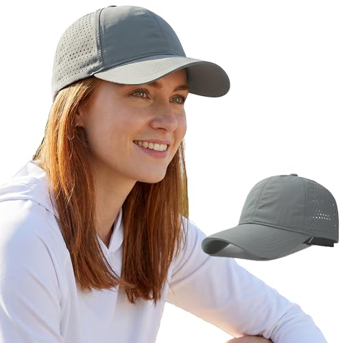 Men Adjustable Quick Dry Baseball Cap Laser Cut Mesh Ball Curved Brim Snapback Hat Dark Gray at Amazon