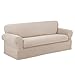 Maytex Reeves Stretch 2 Piece Loveseat Furniture Cover Slipcover, Natural White