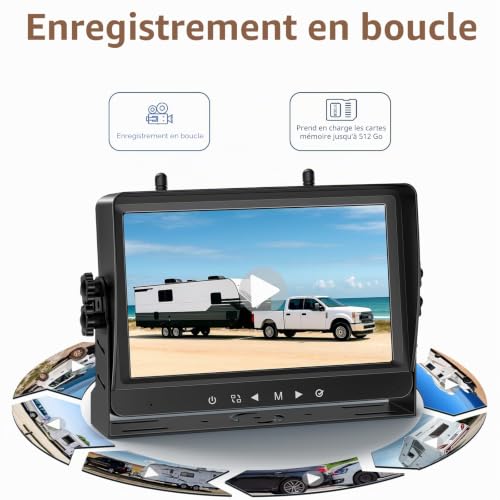 VASTEND Camera de Recul sans Fil Solar avec Moniteur 9" 1080P, 10000mAh Magnétique Rechargeable Batterie, Installation Rapide, Nocturne Nocturne, pour Camions, Camping Car, Caravane(VS-9A)