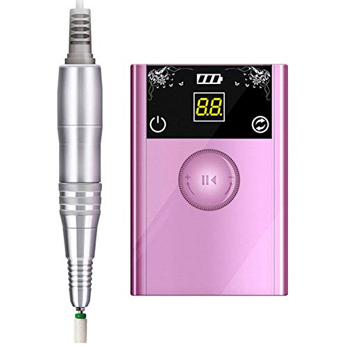 LUBANC Portable Electric Nail Drill Tools 40000RPM Machine Rechargeable Cordless Manicure Pedicure Set for Nail Equipment,Pink