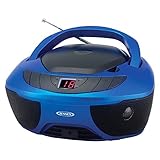 Jensen CD-475B Portable Sport Stereo Boombox CD Player with AM/FM Radio and Aux Line-in & Headphone Jack (Blue)