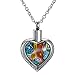 Cremation Jewelry Multi-color Flower Urn Necklace Keepsake Pendant Memorial (Silver)