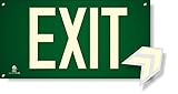 Photoluminescent Exit Sign Green W/Holes and Hardware - Aluminum Code Approved UL 924 / IBC/NFPA 101