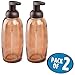 mDesign Refillable Glass Foaming Hand Soap Dispenser - Foam Soap Pump Bottle Container for Bathroom Counter Top - Decorative Foam Soap Dispenser - Malloy Collection - 2 Pack - Sand Brown/Bronze