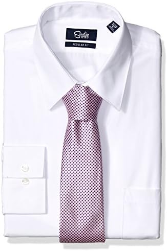 Studio 1735 Men's Dress Shirt Combo Neat Tie reg Fit, White, 14-14.5" Neck 32"-33" Sleeve