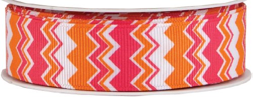 The Gift Wrap Company Zig Zag Printed Grosgrain Ribbon, Sherbert Cooler
