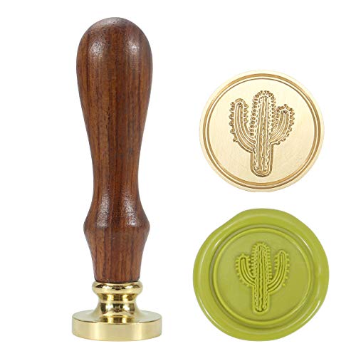 Mornajina Cactus Wax Seal Stamp, Vintage Retro Brass Head Wooden Handle Removable Sealing Stamp (Cactus) - Thumbnail 7