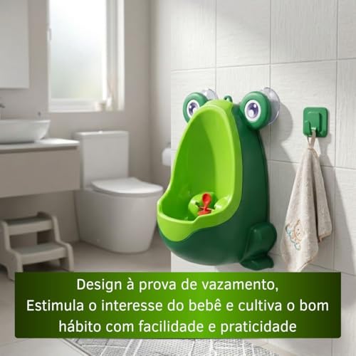 Mictório Infantil Sapinho Para Meninos - Penico de Parede Para Treinamento de Desfralde Com Alvo Giratório