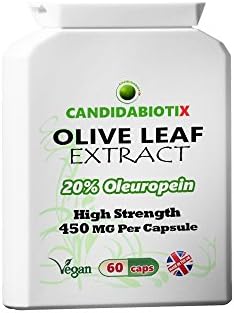 Pure Olive Leaf Extract (20% Oleuropein). Anti-Yeast and Anti-Candida Support. 60 capsules.