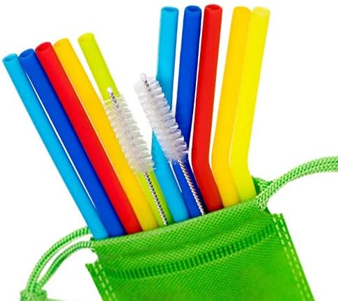 Reusable Silicone Drinking Straws 10-Pack - BPA Free